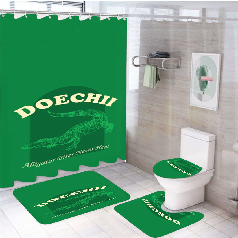 Alligator Bites Never Heal Collage White Shower Curtain Set Fabric Waterproof