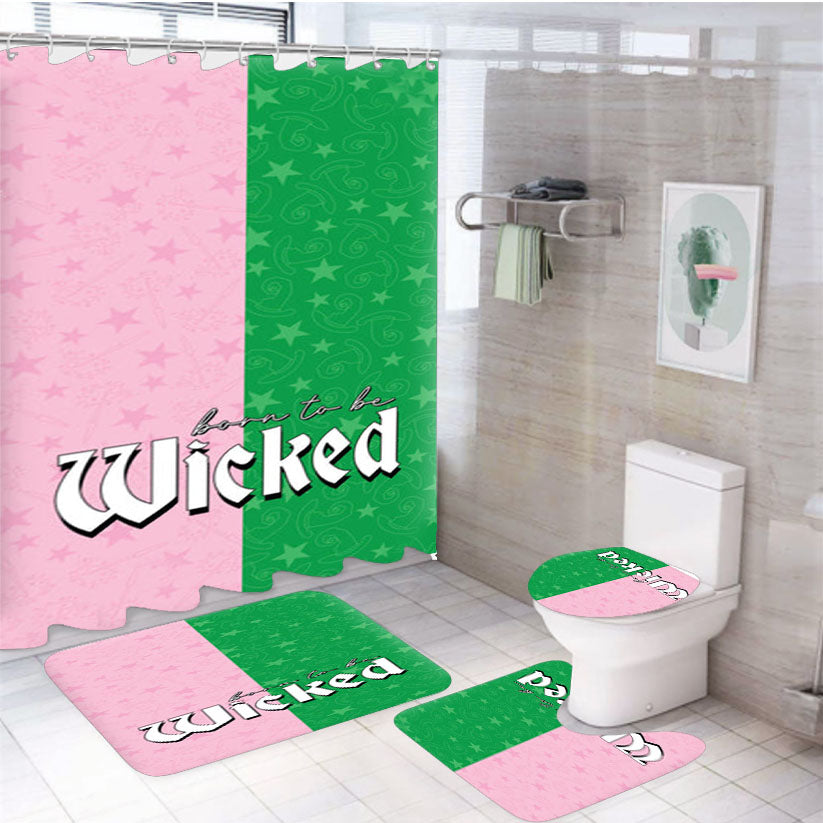 Born To Be Wicked White Shower Curtain Set Fabric Waterproof