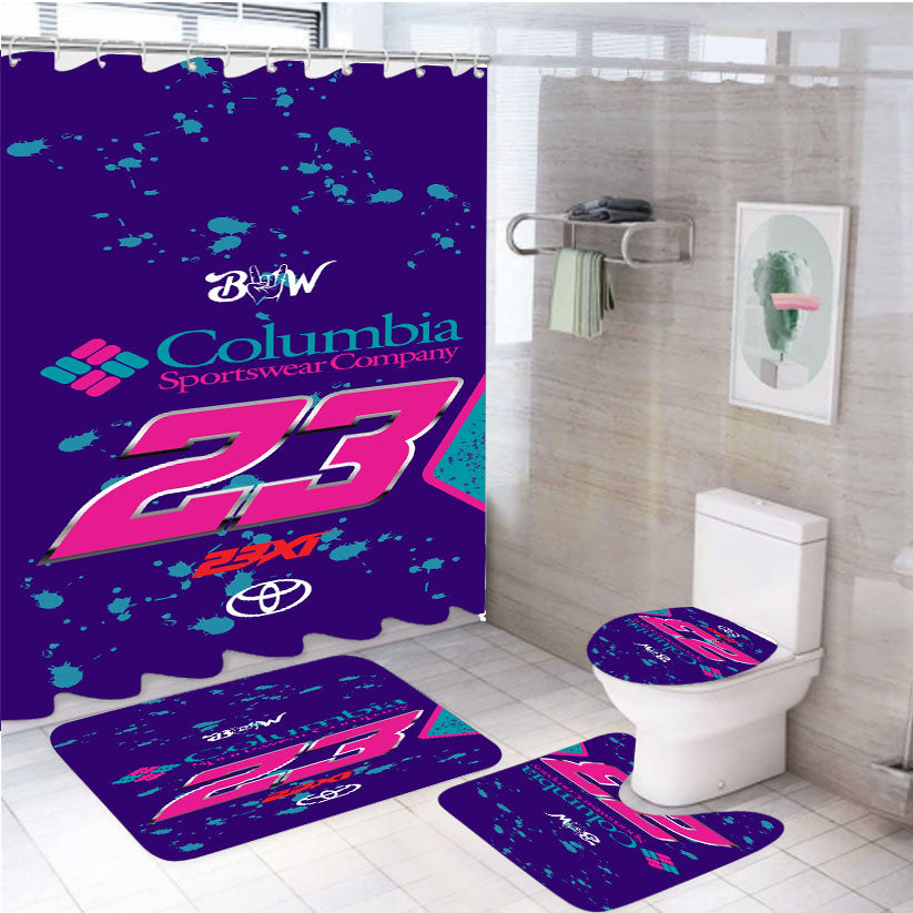 Bubba Wallace - Columbia White Shower Curtain Set Fabric Waterproof
