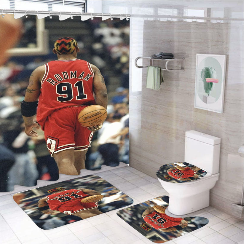 Dennis Rodman White Shower Curtain Set Fabric Waterproof