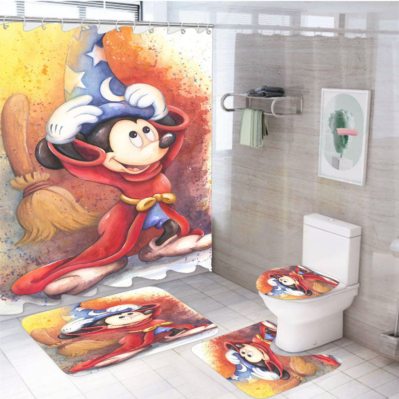 Mickey The Witcher White Shower Curtain Set Fabric Waterproof