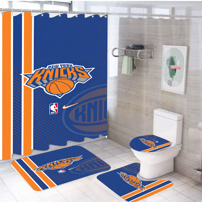 New York Knicks White Shower Curtain Set Fabric Waterproof