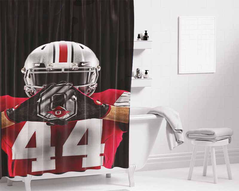 Ohio State Buckeyes Football Bathroom Shower Curtain Fabric Waterproof | 66 X 72 Inch