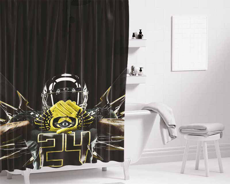 Oregon Ducks Gold Bathroom Shower Curtain Fabric Waterproof | 66 X 72 Inch