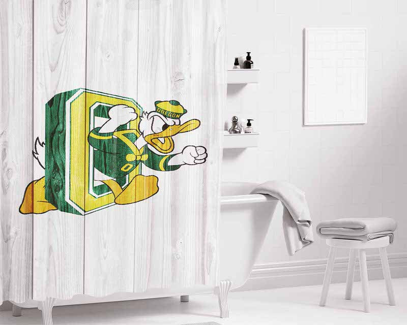 Oregon Ducks University Nfl Logo White3 Bathroom Shower Curtain Fabric Waterproof | 66 X 72 Inch