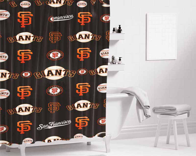 San Francisco Giants Mlb Symbols Bathroom Shower Curtain Fabric Waterproof | 66 X 72 Inch