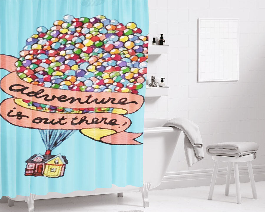 Adventure Is Out There Up Movie Balloons Bathroom Shower Curtain Fabric Waterproof | 66 X 72 Inch
