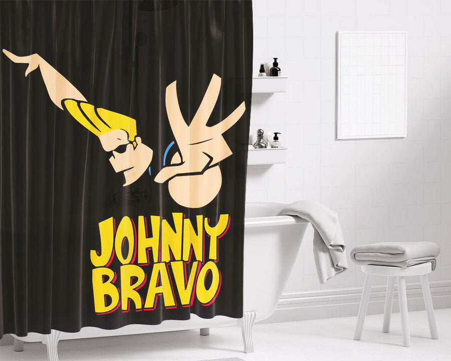 Johnny Bravo Dance On Black Bathroom Shower Curtain Fabric Waterproof | 66 X 72 Inch