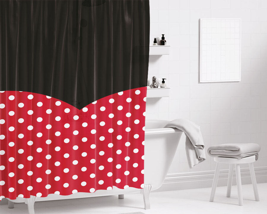 Minnie Mouse Rock The Dots Bathroom Shower Curtain Fabric Waterproof | 66 X 72 Inch