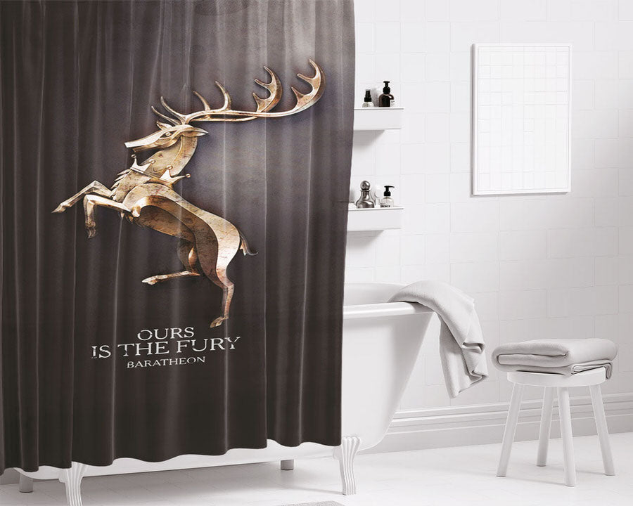 Ours Is The Fury Baratheon Game Of Thr Bathroom Shower Curtain Fabric Waterproof | 66 X 72 Inch