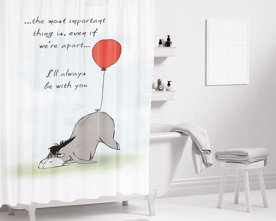The Most Important Thing Eeyore Red Balloon Bathroom Shower Curtain Fabric Waterproof | 66 X 72 Inch
