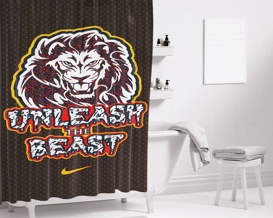 Unleash The Beast Lion Bathroom Shower Curtain Fabric Waterproof | 66 X 72 Inch