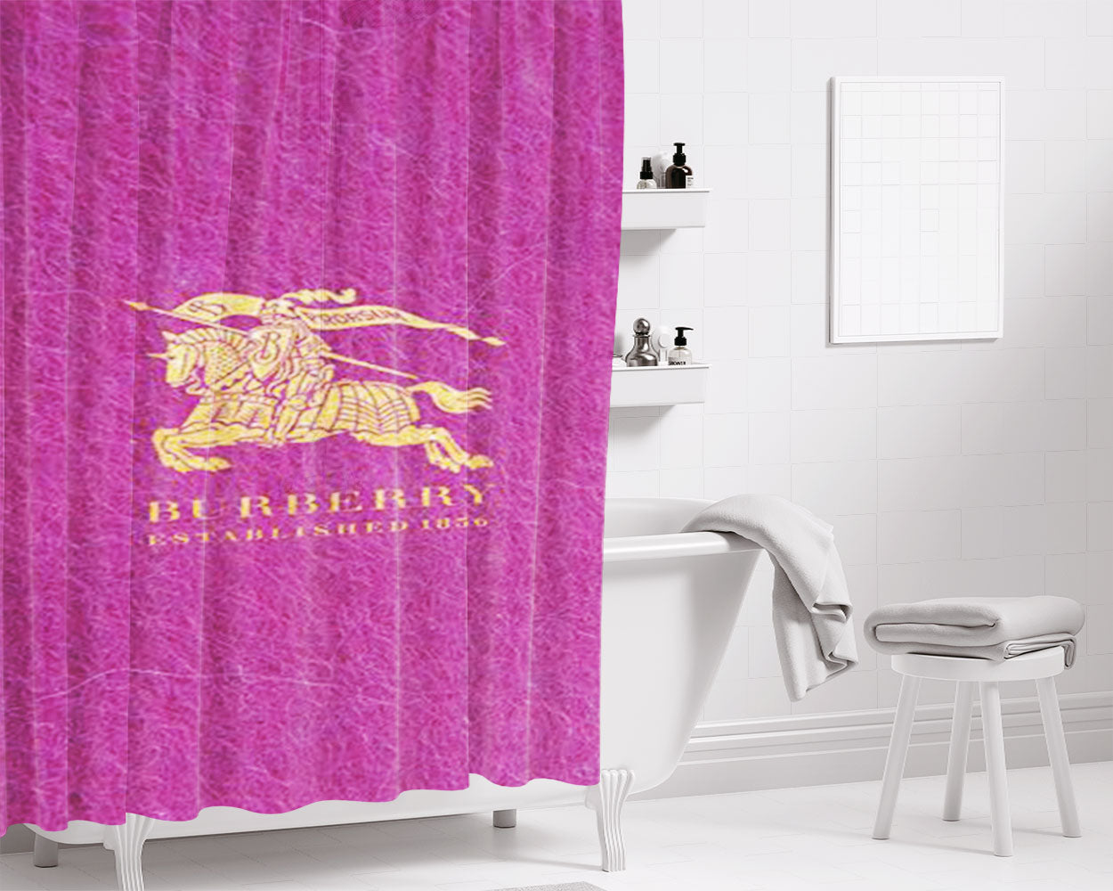 Burberry Grass Bathroom Shower Curtain Fabric Waterproof | 66 X 72 Inch