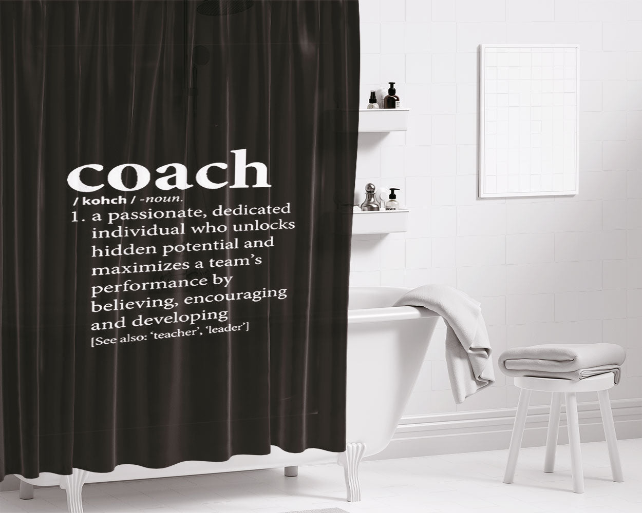 Coach Gift From Team Assistant Football Bathroom Shower Curtain Fabric Waterproof | 66 X 72 Inch