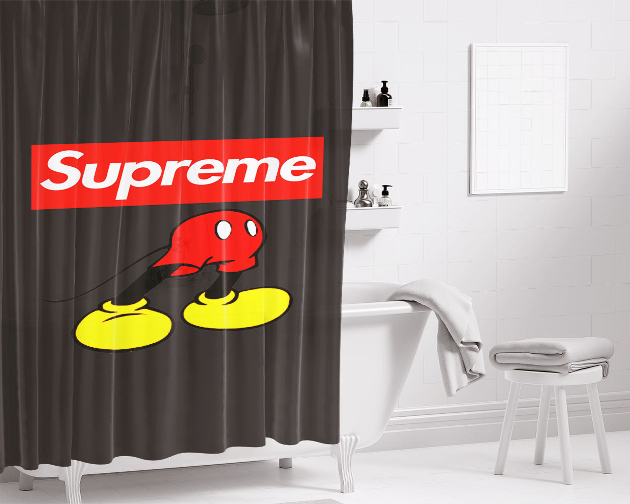 Mickey Supreme Bathroom Shower Curtain Fabric Waterproof | 66 X 72 Inch
