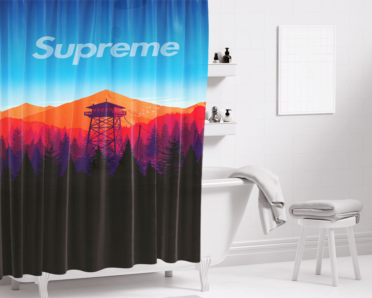 Mount Supreme Bathroom Shower Curtain Fabric Waterproof | 66 X 72 Inch