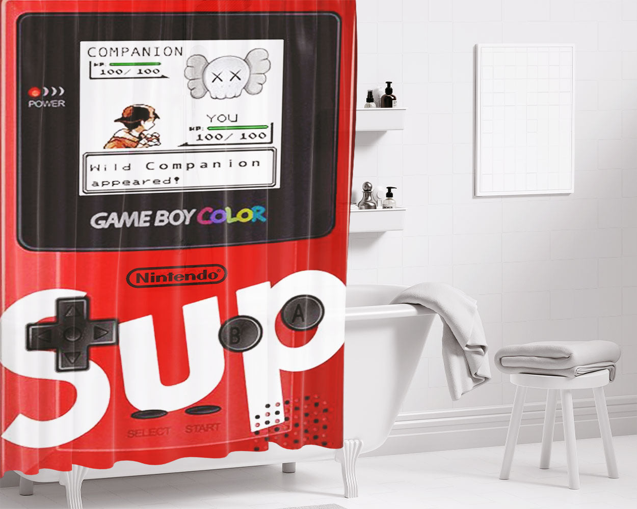 Nintendo Supreme Bathroom Shower Curtain Fabric Waterproof | 66 X 72 Inch