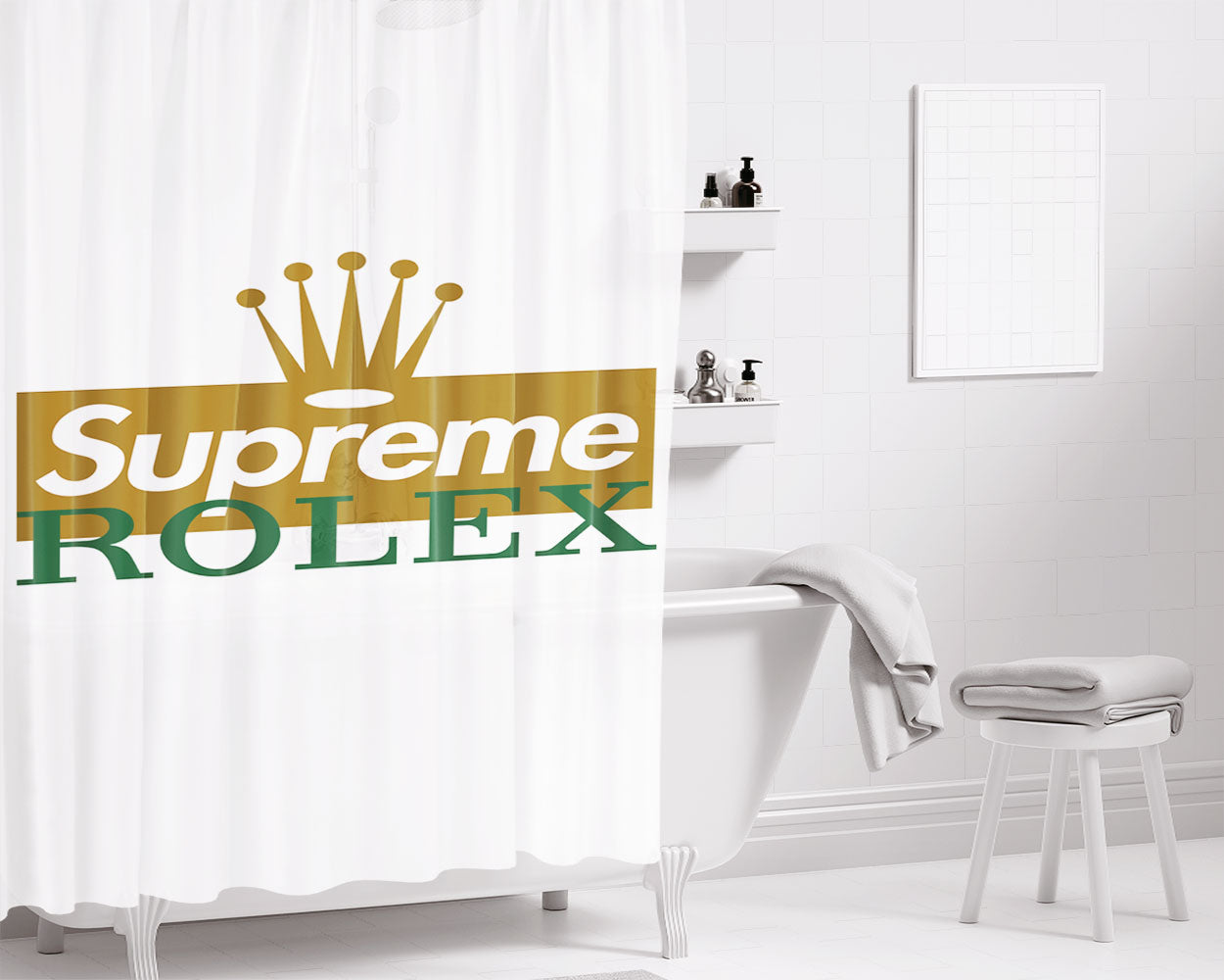 Rolex Supreme Bathroom Shower Curtain Fabric Waterproof | 66 X 72 Inch