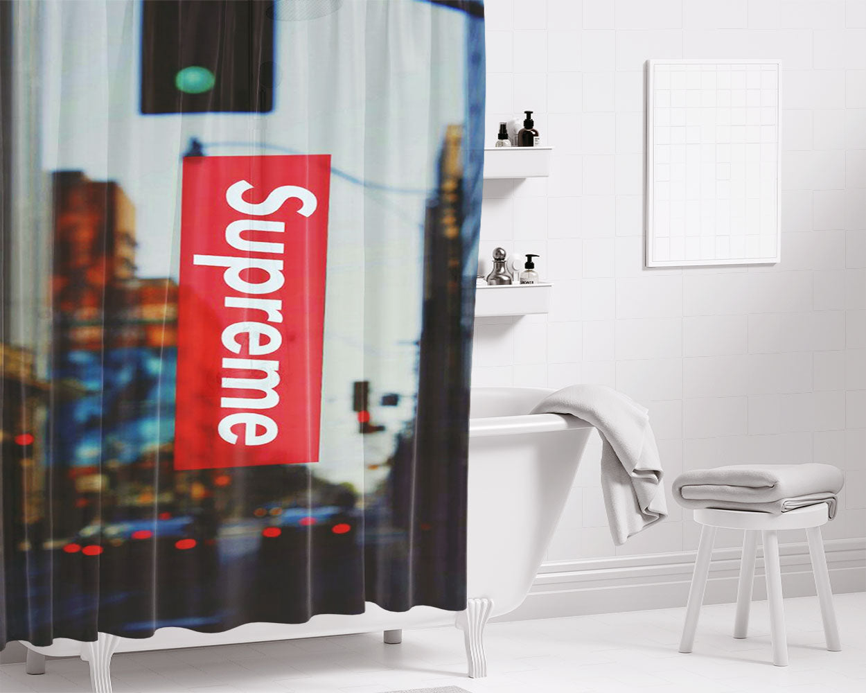 Supreme City Bathroom Shower Curtain Fabric Waterproof | 66 X 72 Inch
