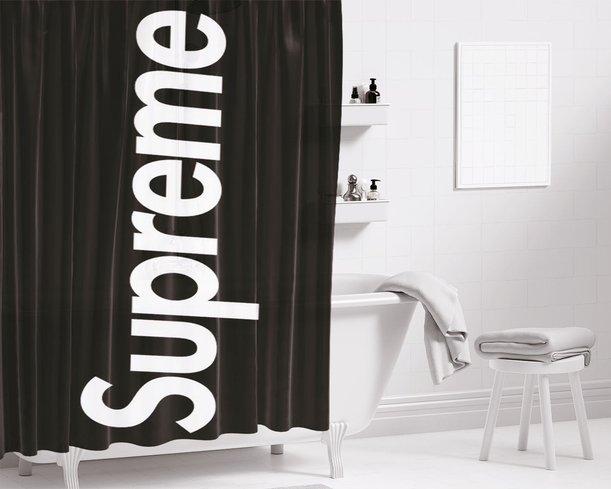 Supreme Classic Bathroom Shower Curtain Fabric Waterproof | 66 X 72 Inch
