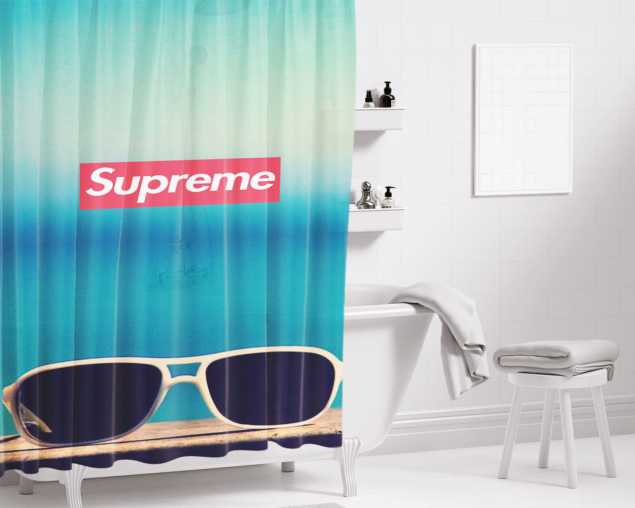 Supreme Eyeglasses Bathroom Shower Curtain Fabric Waterproof | 66 X 72 Inch