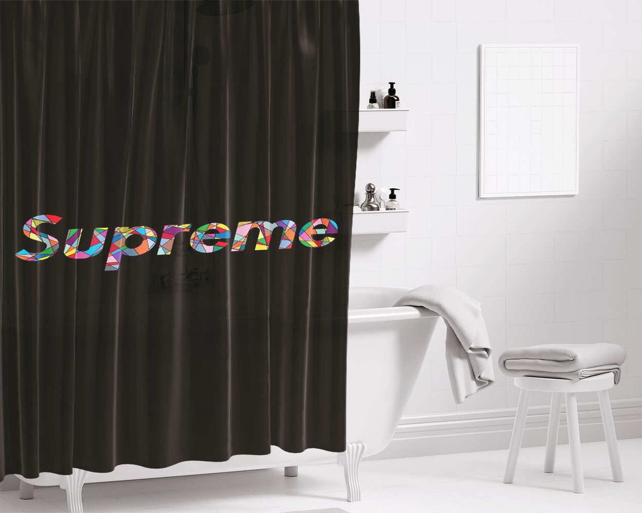 Supreme Glass Art Bathroom Shower Curtain Fabric Waterproof | 66 X 72 Inch