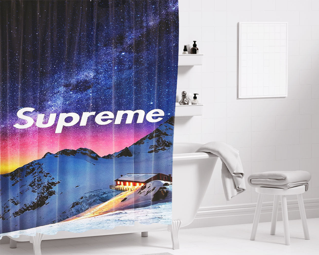 Supreme In The Sky Bathroom Shower Curtain Fabric Waterproof | 66 X 72 Inch