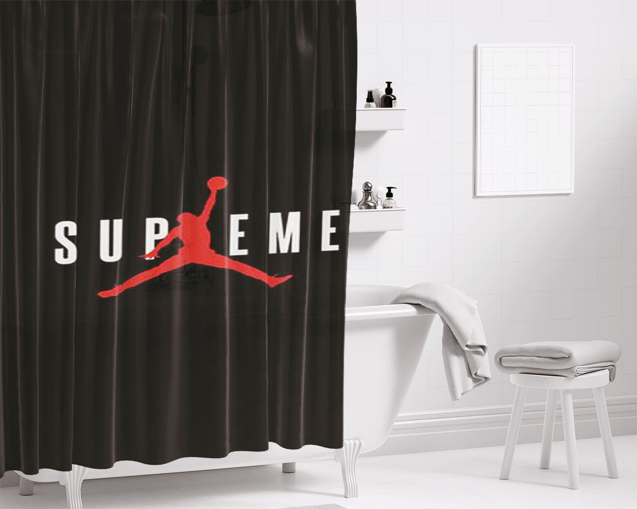 Supreme Jordan Bathroom Shower Curtain Fabric Waterproof | 66 X 72 Inch