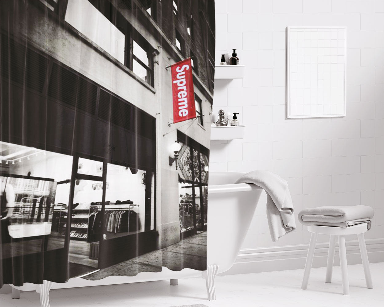 Supreme Market Bathroom Shower Curtain Fabric Waterproof | 66 X 72 Inch