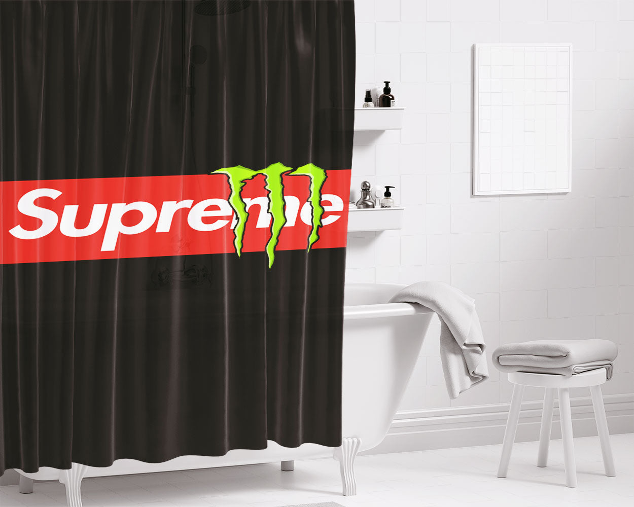 Supreme Monster Bathroom Shower Curtain Fabric Waterproof | 66 X 72 Inch
