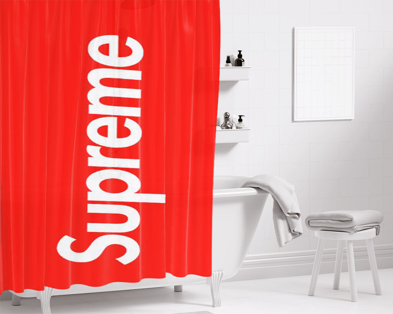 Supreme New York Clothing Bathroom Shower Curtain Fabric Waterproof | 66 X 72 Inch