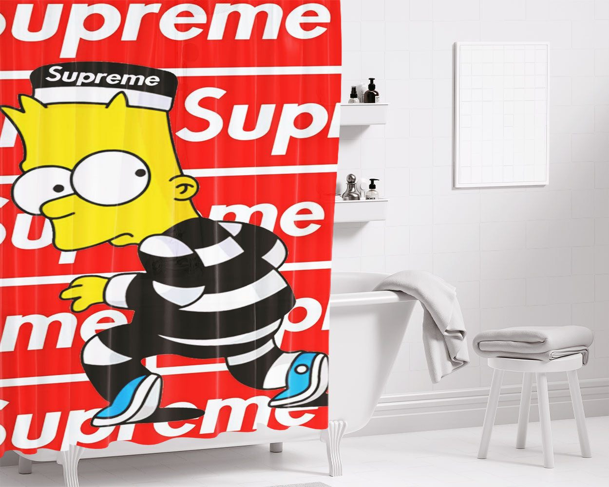 Supreme Simpsons Bathroom Shower Curtain Fabric Waterproof | 66 X 72 Inch