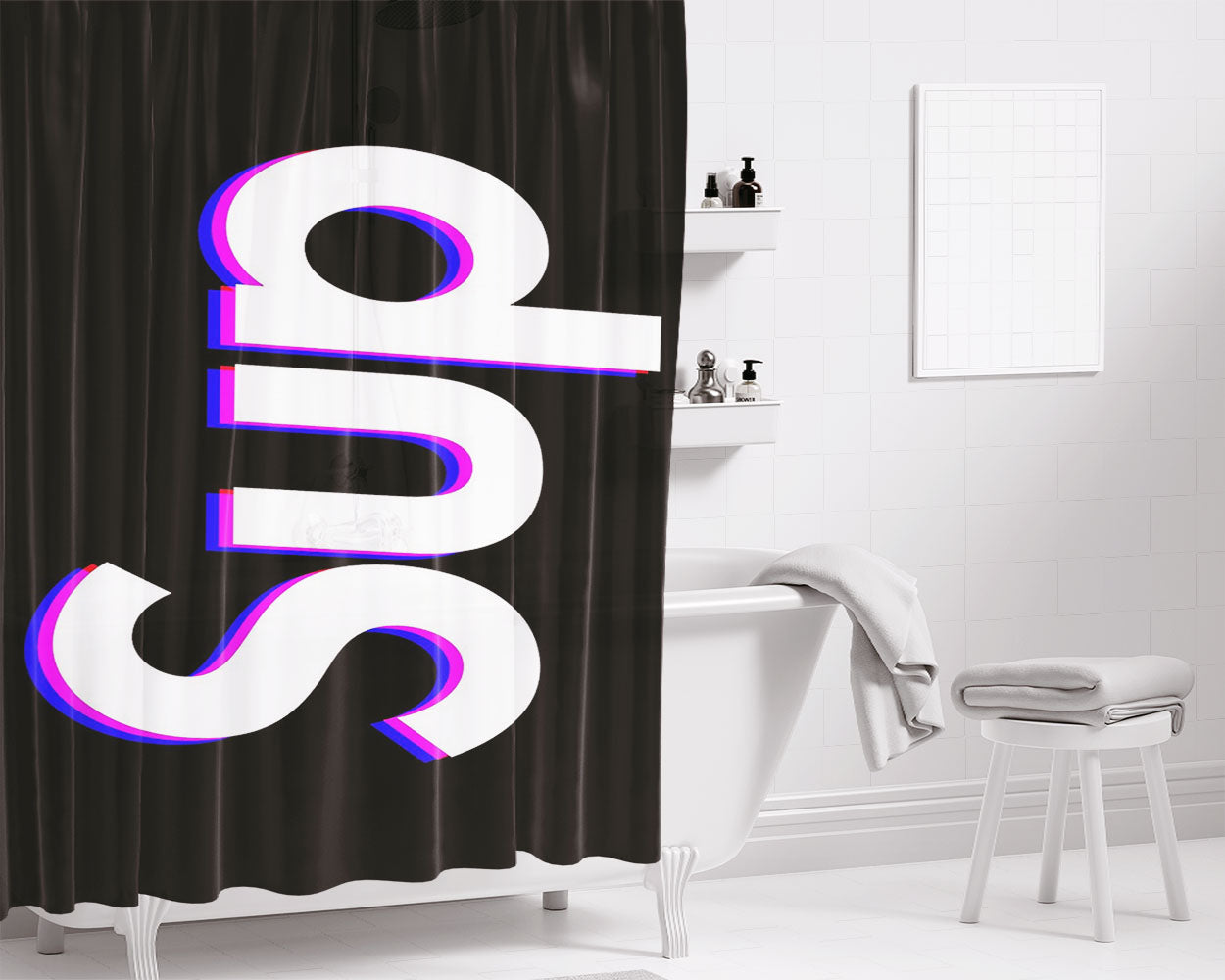 Supreme Sup 3D Bathroom Shower Curtain Fabric Waterproof | 66 X 72 Inch