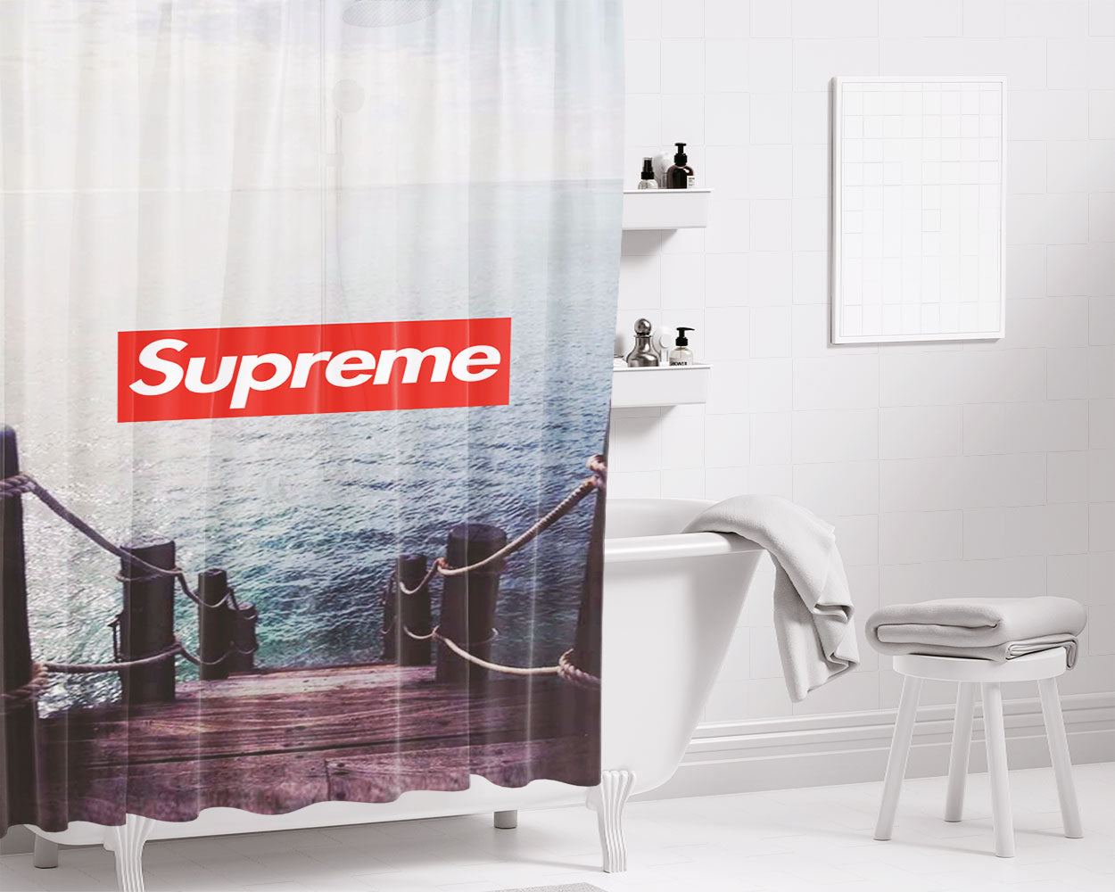 Supreme The Sea Bathroom Shower Curtain Fabric Waterproof | 66 X 72 Inch