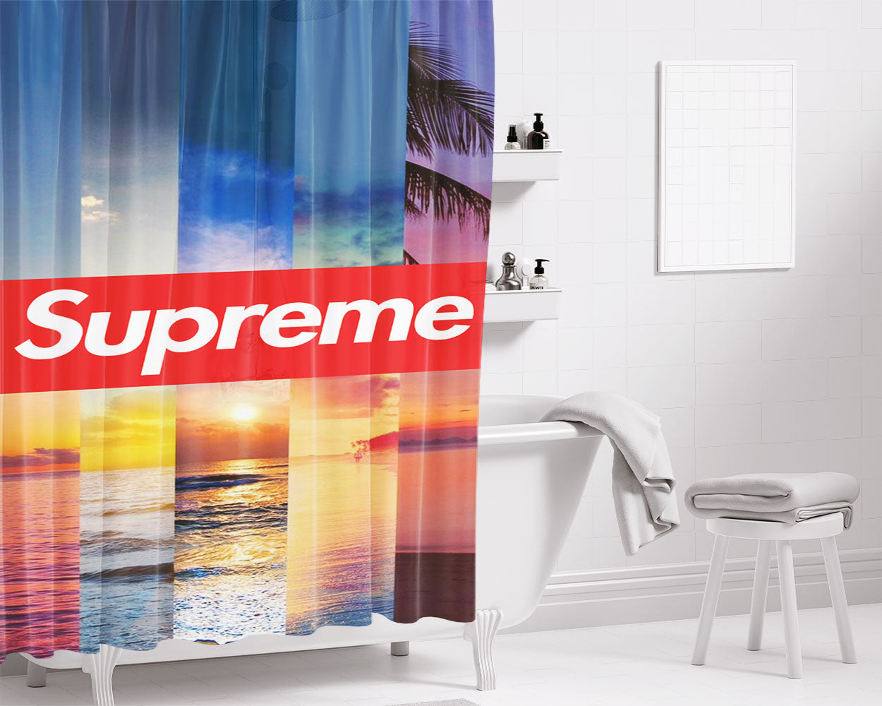 Supreme Travel Bathroom Shower Curtain Fabric Waterproof | 66 X 72 Inch