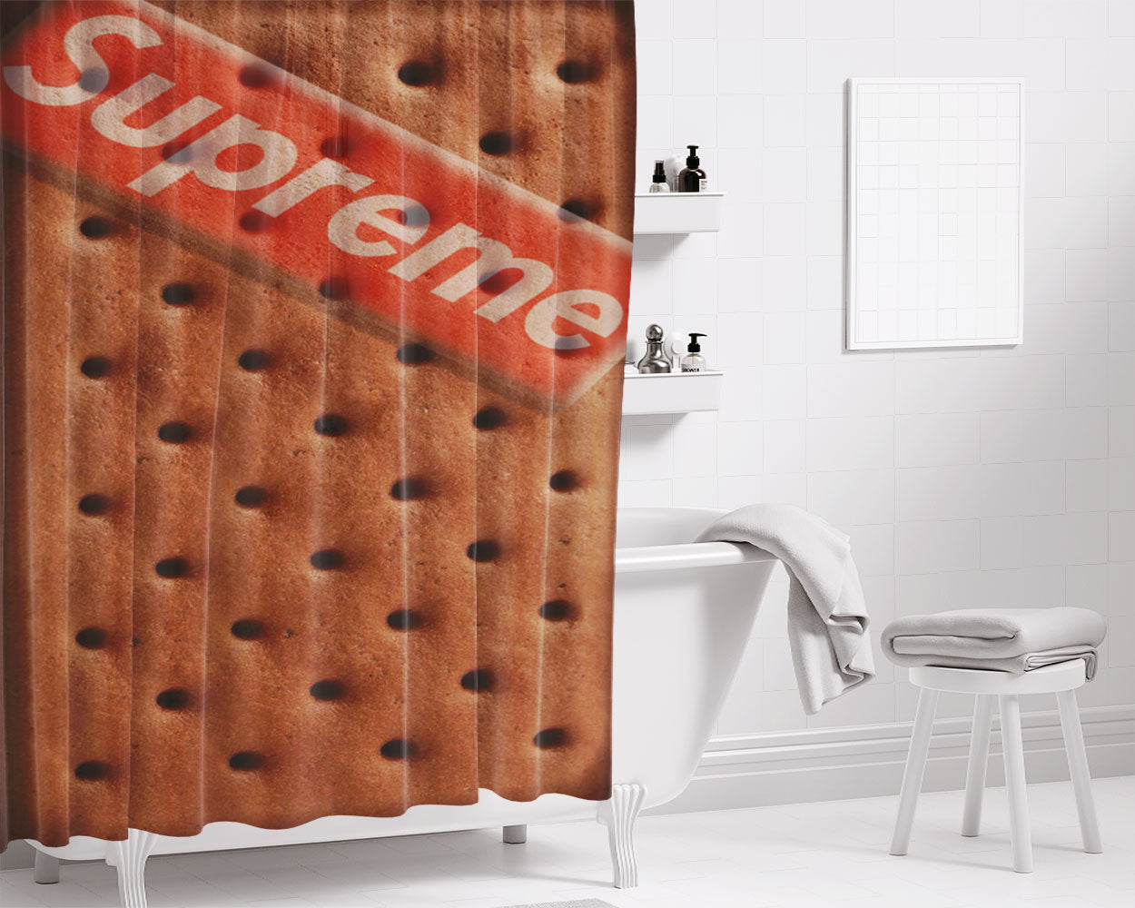 Supreme X Ice Cream Sandwich Bathroom Shower Curtain Fabric Waterproof | 66 X 72 Inch