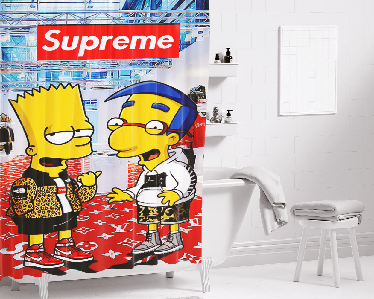 Supreme X Simpson X Lv Bathroom Shower Curtain Fabric Waterproof | 66 X 72 Inch