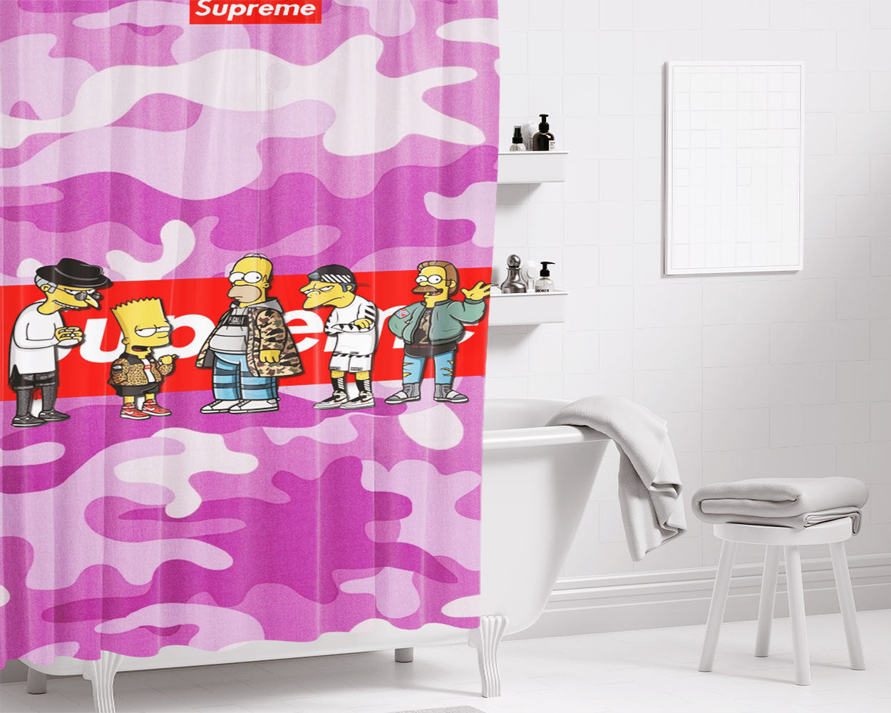 The Simpson Supreme Family Bathroom Shower Curtain Fabric Waterproof | 66 X 72 Inch