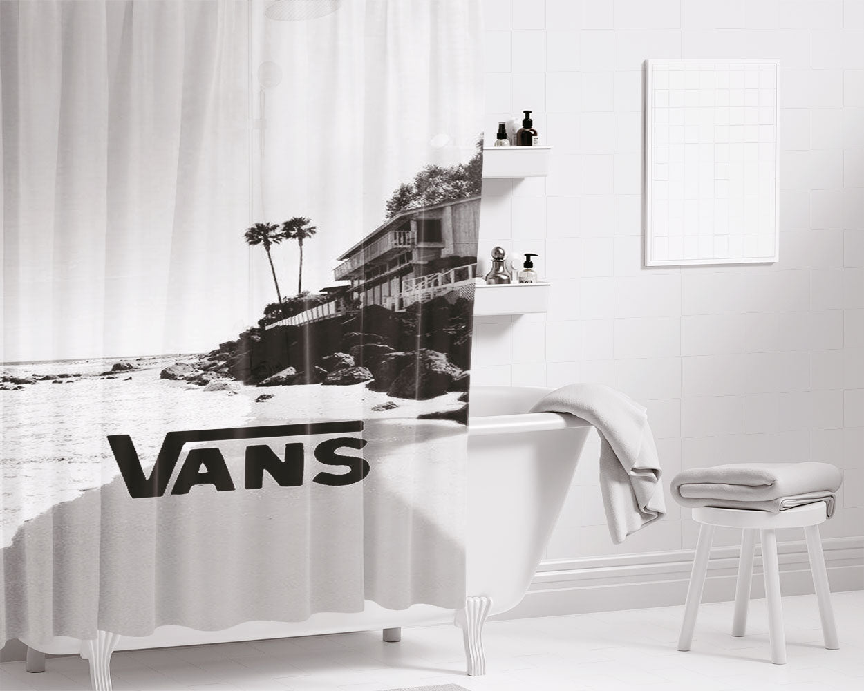 Vans Beach Bathroom Shower Curtain Fabric Waterproof | 66 X 72 Inch