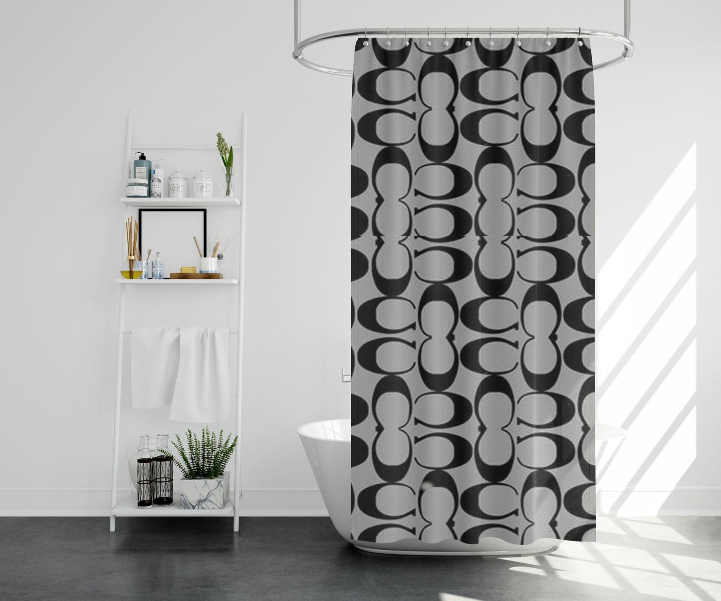Coach Silver Shower Curtain Farmhouse Bathroom Decor