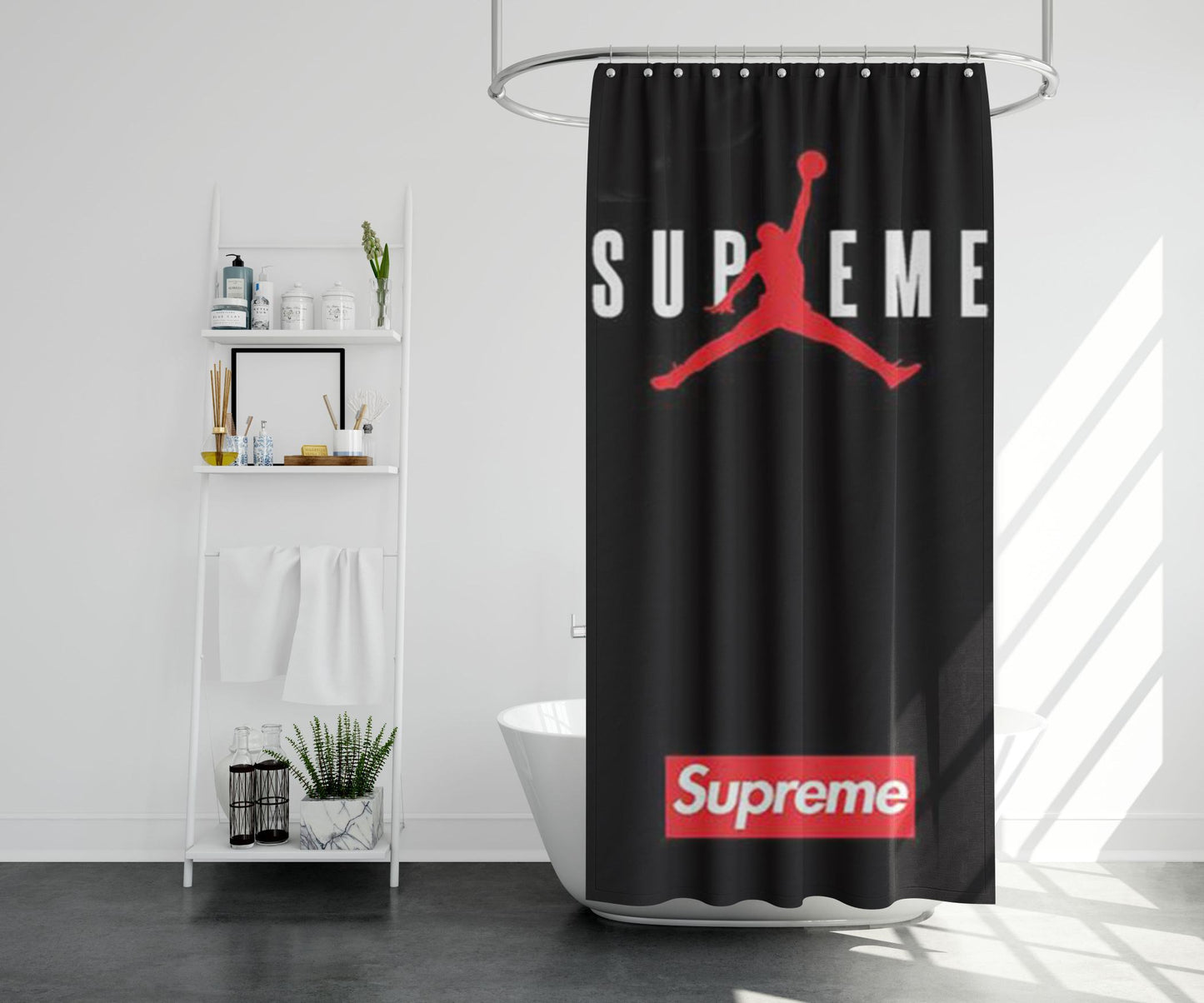 Jordan Supreme Black Shower Curtain Farmhouse Bathroom Decor
