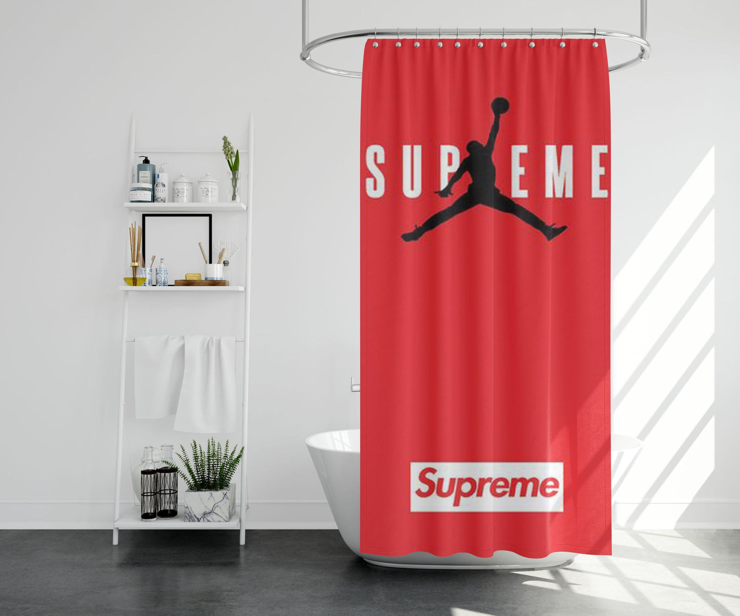 Jordan Supreme Red Shower Curtain Farmhouse Bathroom Decor