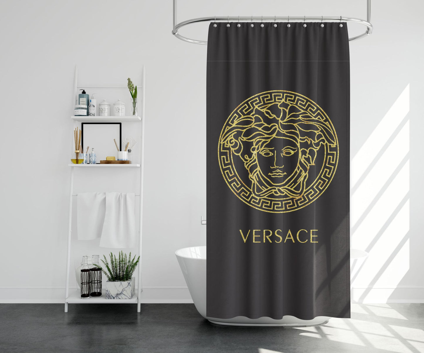 Versace Black Gold Shower Curtain Farmhouse Bathroom Decor