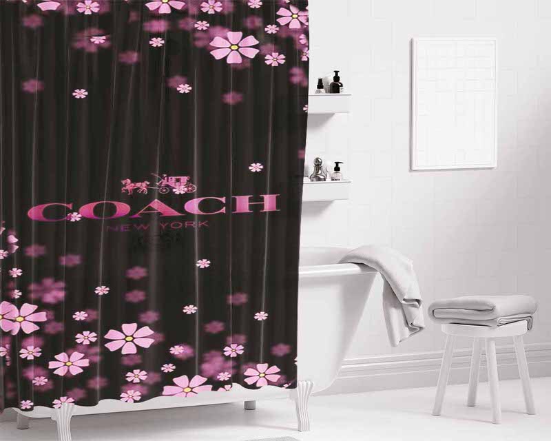 Coach Flowers Purple Sweet Bathroom Shower Curtain Fabric Waterproof | 66 X 72 Inch