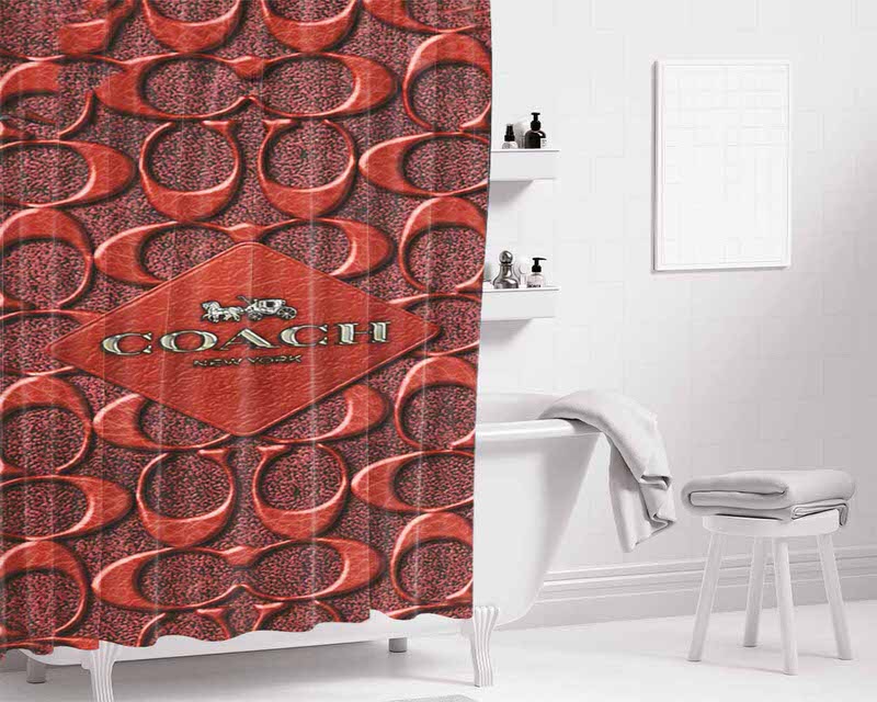 Coach New York Brown Bathroom Shower Curtain Fabric Waterproof | 66 X 72 Inch