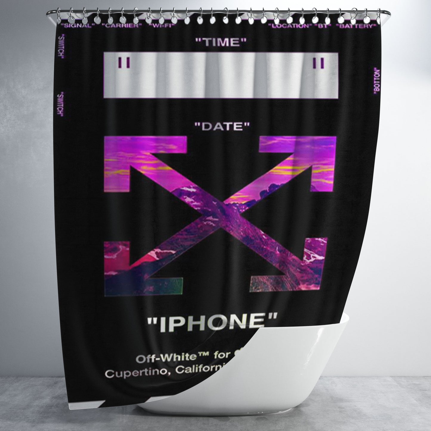Aesthetic California Black Off White Arrow Bathroom Shower Curtain Fabric Waterproof | 66 X 72 Inch