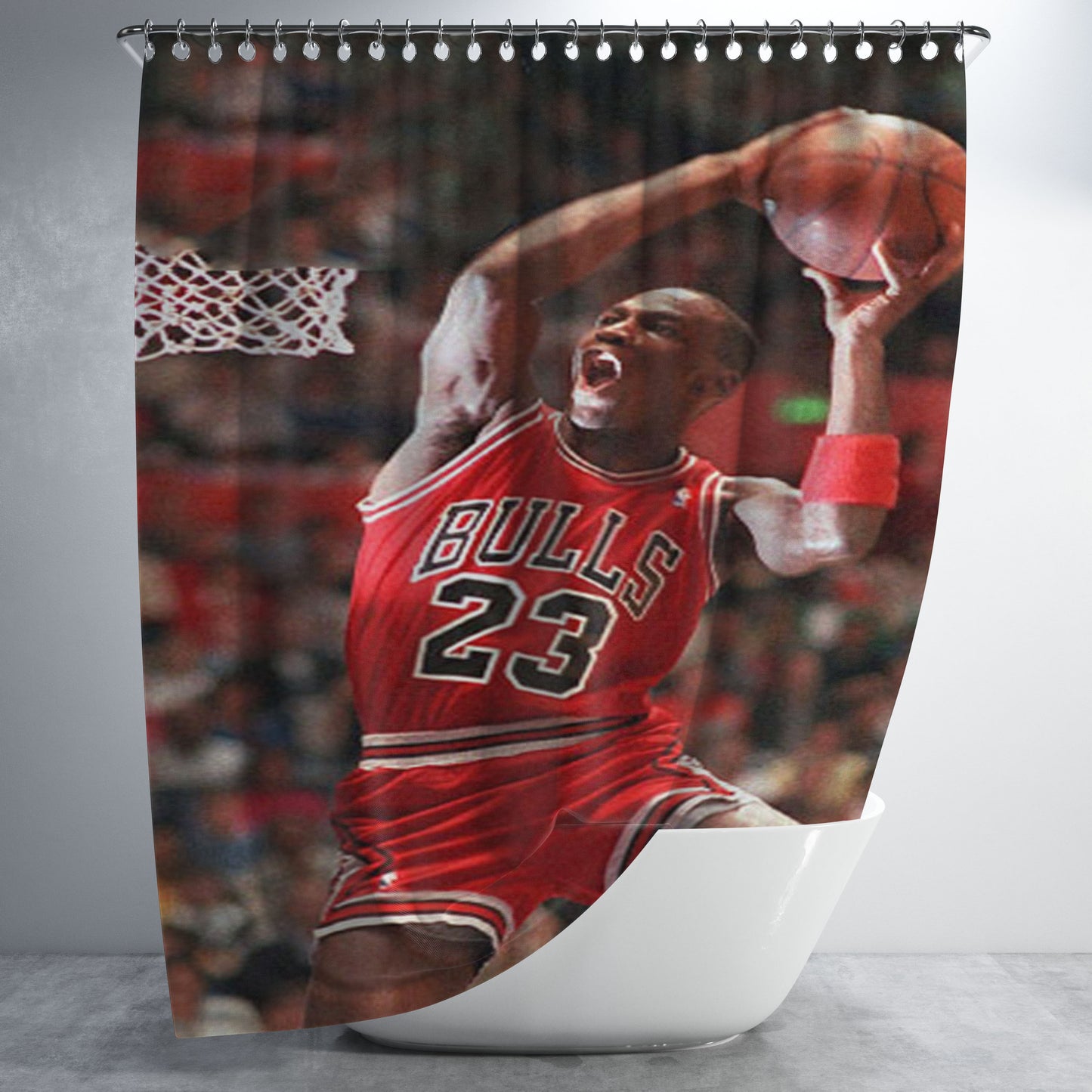 Air Jordan Basketball Bathroom Shower Curtain Fabric Waterproof | 66 X 72 Inch