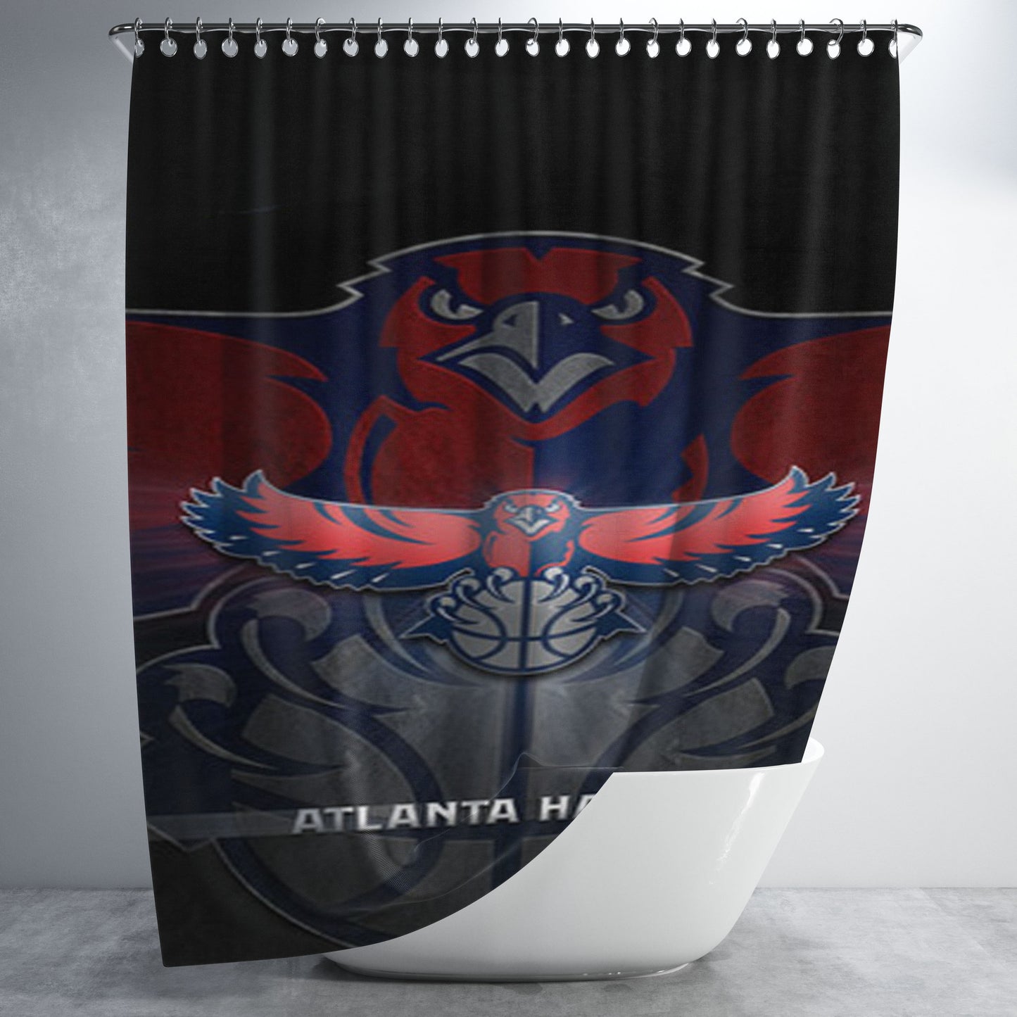 Atlanta Hawks Basketball Bathroom Shower Curtain Fabric Waterproof | 66 X 72 Inch