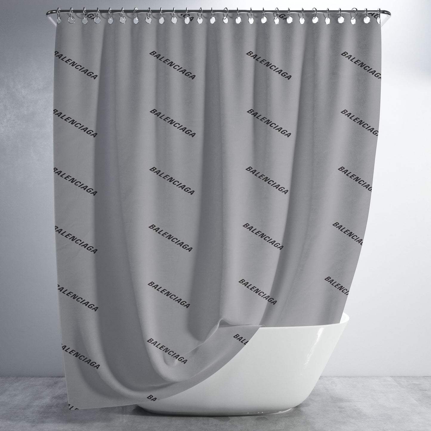Balenciaga Grey Pattern Bathroom Shower Curtain Fabric Waterproof | 66 X 72 Inch