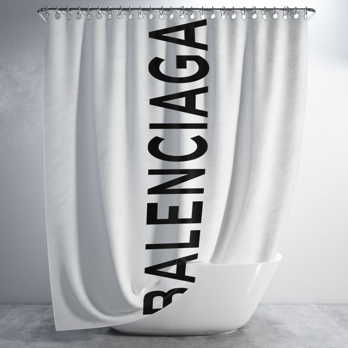 Balenciaga Logo White Bathroom Shower Curtain Fabric Waterproof | 66 X 72 Inch